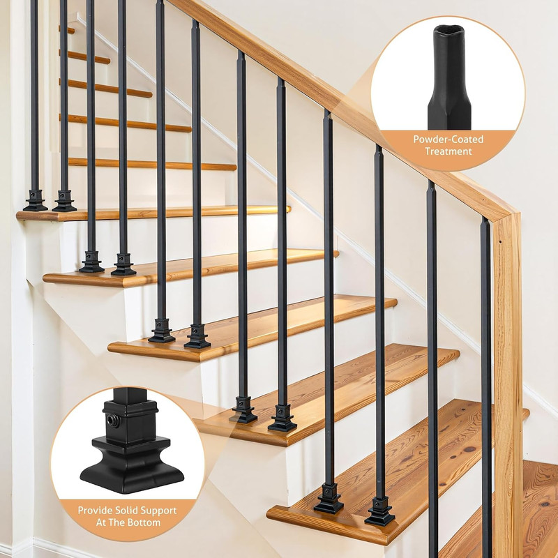20 Pack Balusters for Staircase Interior, 44" X1/2" Stair Spindles Iron gallery