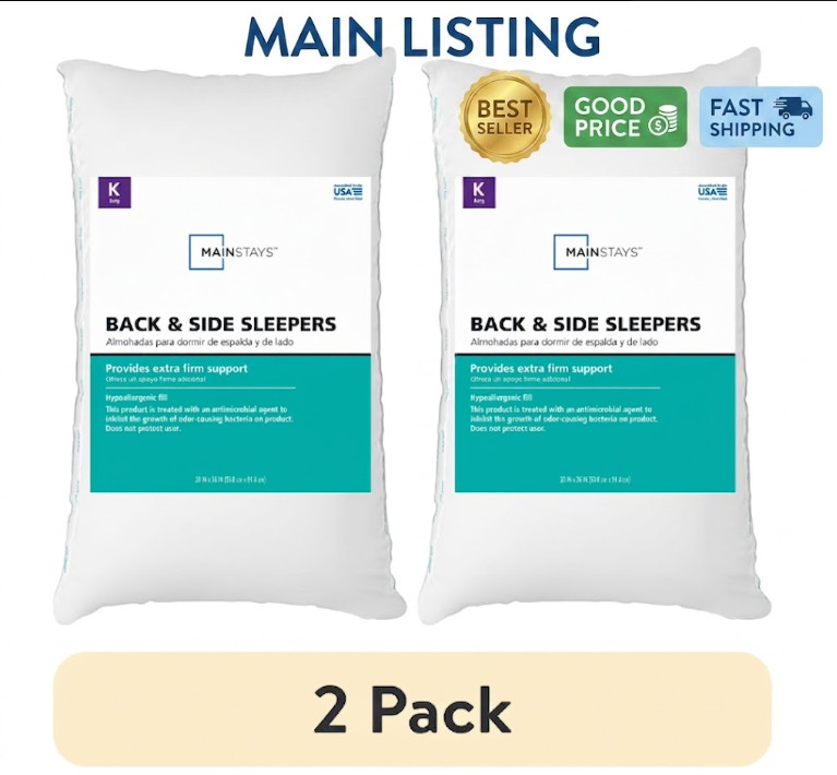 2 Pack Back & Side Sleeper Bed Pillow King Extra Firm Support gallery