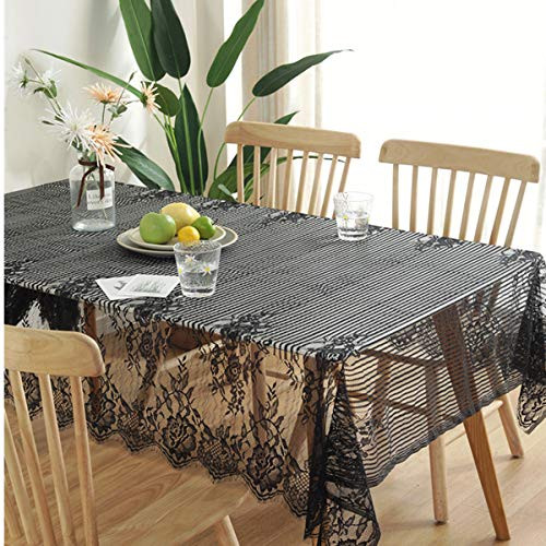 Ultra-Thin and Lightweight Rustic Lace Tablecloth, Black Nordic - Perfect for gallery