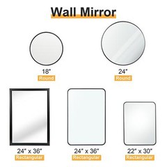Round/Rectangular Wall Mirror Bathroom Living Roon Vanity Mirror PS/Metal Framed
