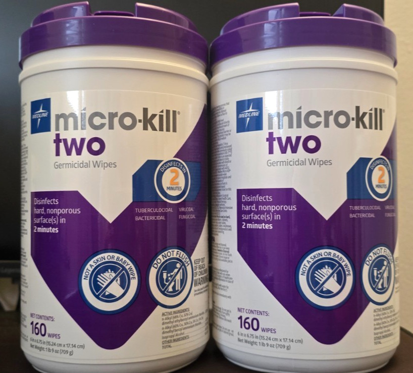2 Pack, Medline. Micro Kill 2 Germicidal Wipes for Health Care, 160 CT