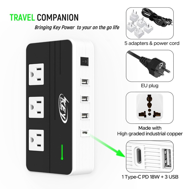 220V to 110V Step Down Voltage Converter 2-Outlet 4 USB Travel Adapter Converter gallery