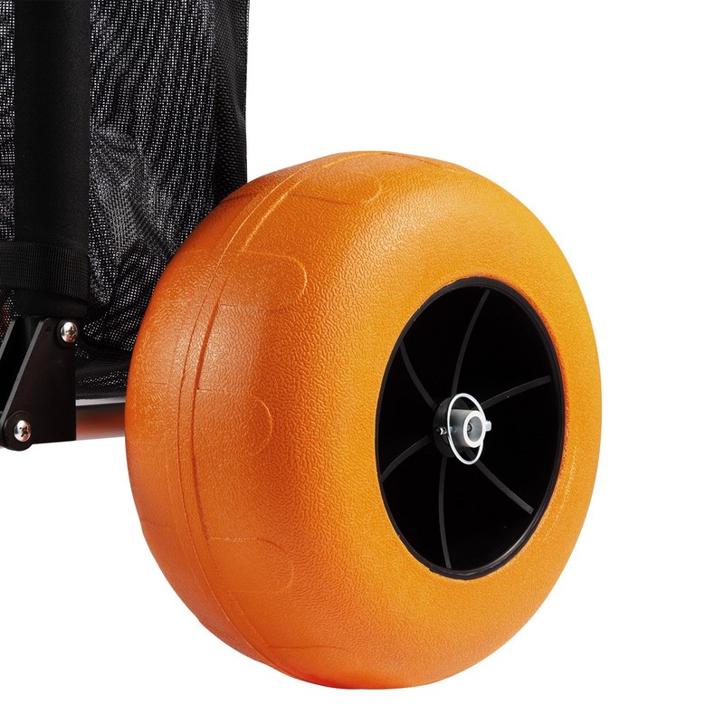 Folding Beach Dolly: 165lb Load, 12" Solid Wheels, 27-44.7" Height gallery
