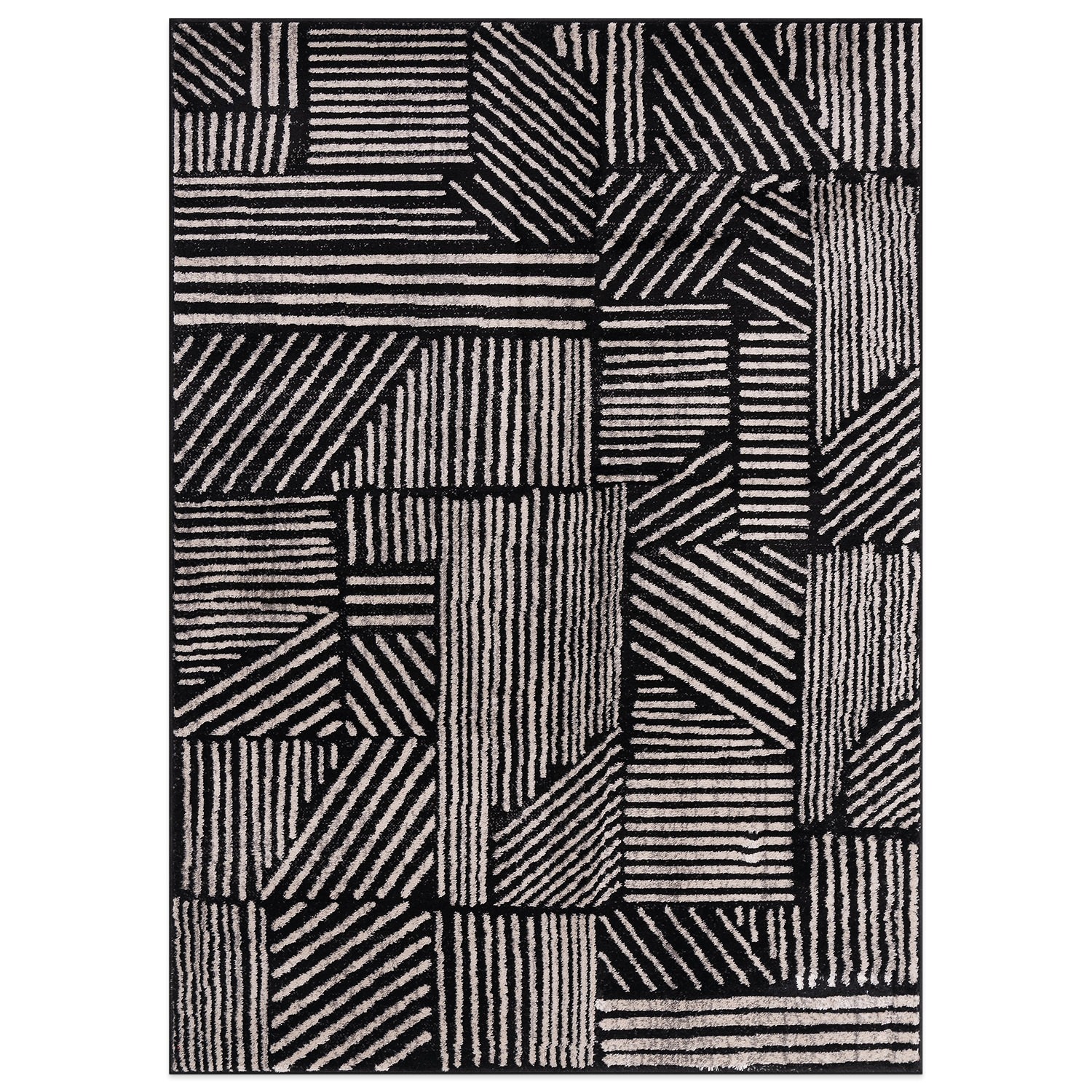Rugshop Black Rug Contemporary Boho Stripes Rugs for Living Room Dining Room Rug gallery