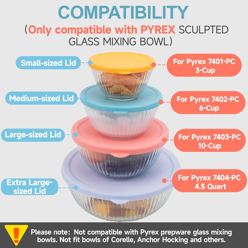 1 Pack Silicone Replacement Lids Only Fit for Pyrex 7404-S 4.5 Quart Sculpted gallery