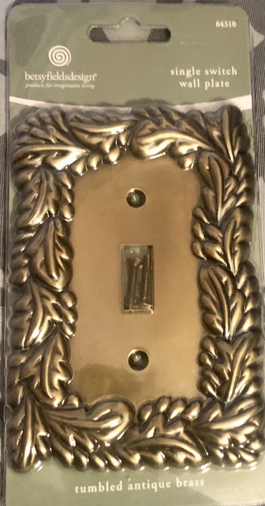 ￼ Brass Toggle Switch Plate Betsy Fields Design Brand New