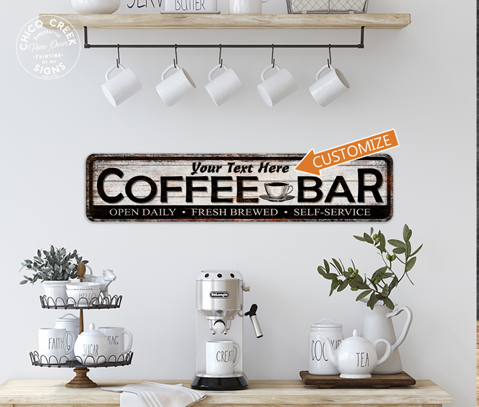 Custom Coffee Bar Sign Shop Corner Cafe Barista Fresh Coffee Shop 104182002076 gallery