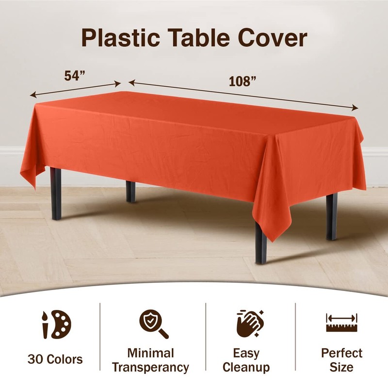 Exquisite 6-Pack Premium Plastic Tablecloth 54in. x 108in. Rectangle Plastic ... gallery