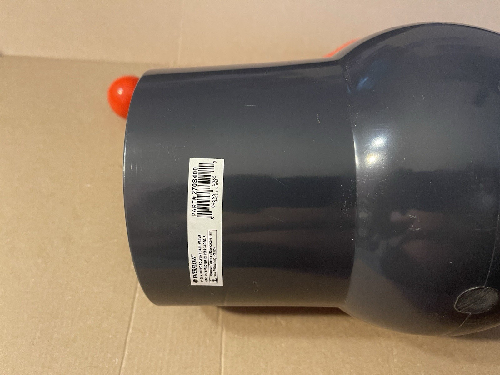 EVERFLOW 270S400 Sch. 80 PVC RED HANDLE 150PSI 4"solventball valve gallery
