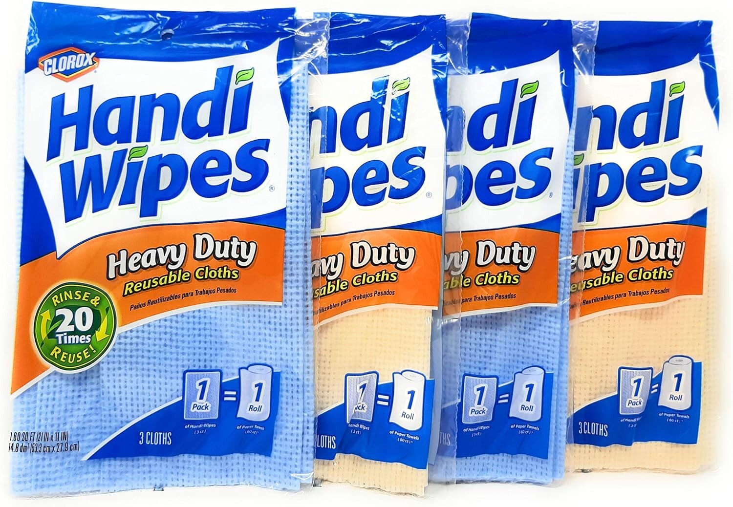 Handi Wipes Heavy Duty Reusable Cloths, Color May Vary - 3 Count (Pack of 4) gallery