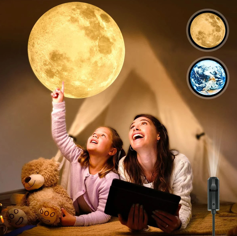 1pc USB Ceiling Moon & Earth Projection Atmosphere Light for Home Decor - NEW gallery