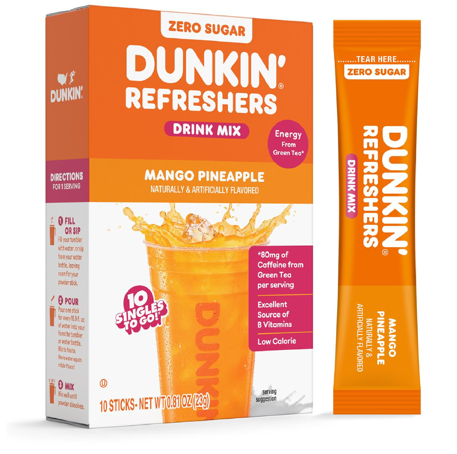 Dunkin’ Refreshers Singles To Go! Powdered drink mix packets, Mango Pineapple,10 gallery