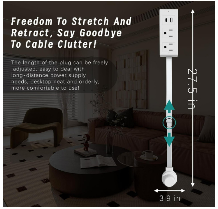 Electrical Outlet Expander Power Socket Rotating Extender Sofas Nightstands Desk gallery