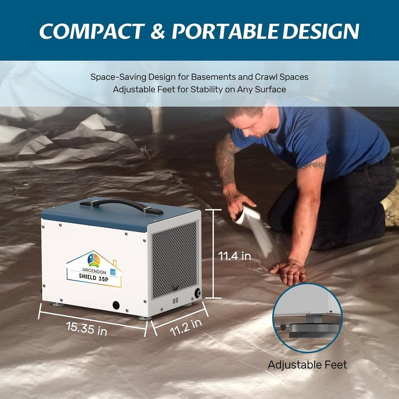 ARGENDON Shield 35P 70PPD Crawlspace Dehumidifier Basement w/Pump, 5-Y Warranty gallery