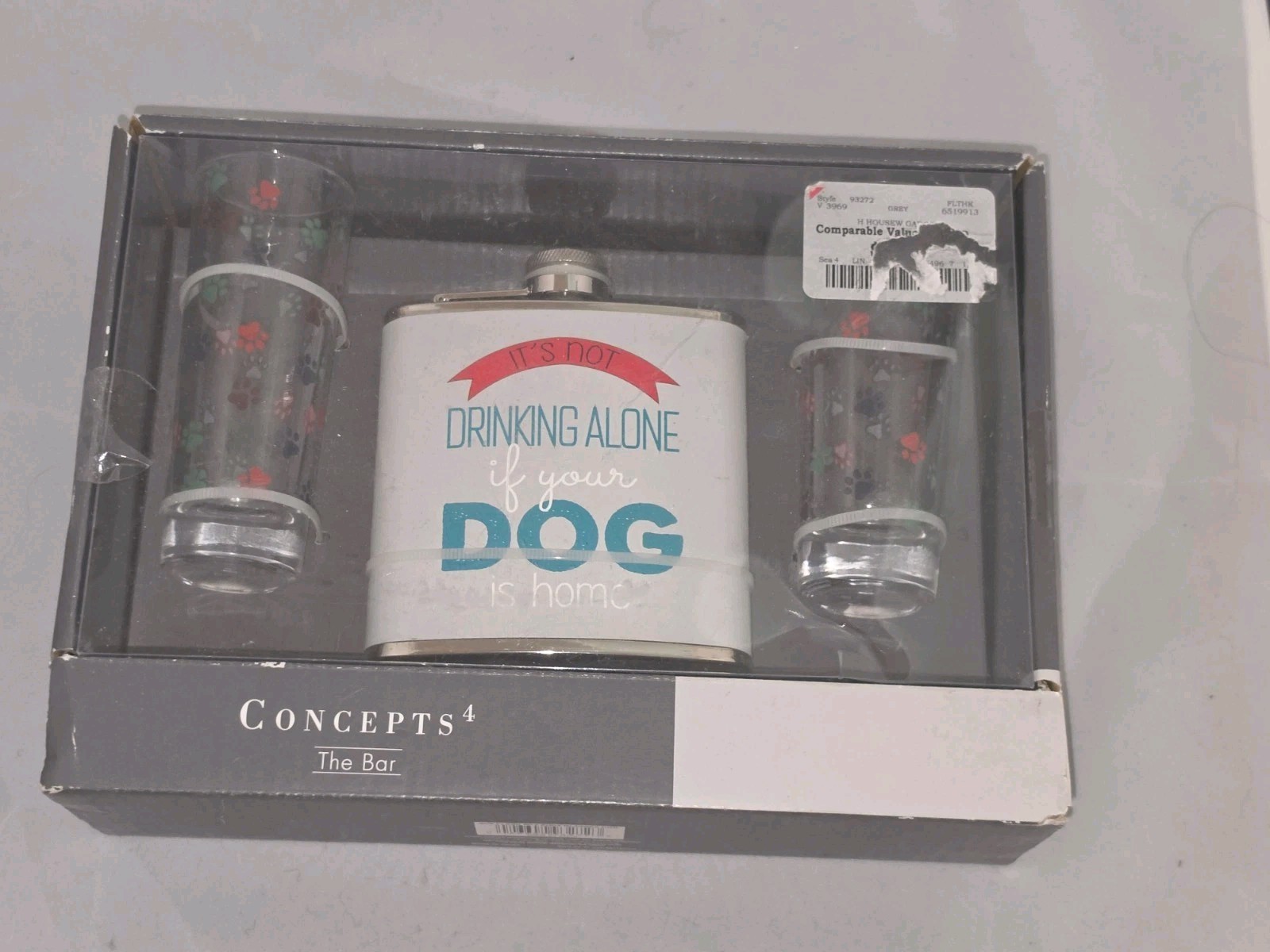 Concepts 4 Dog Paw Print Hip Flask Set w/ 2 Shot Glasses, 6 oz / 2 oz gallery