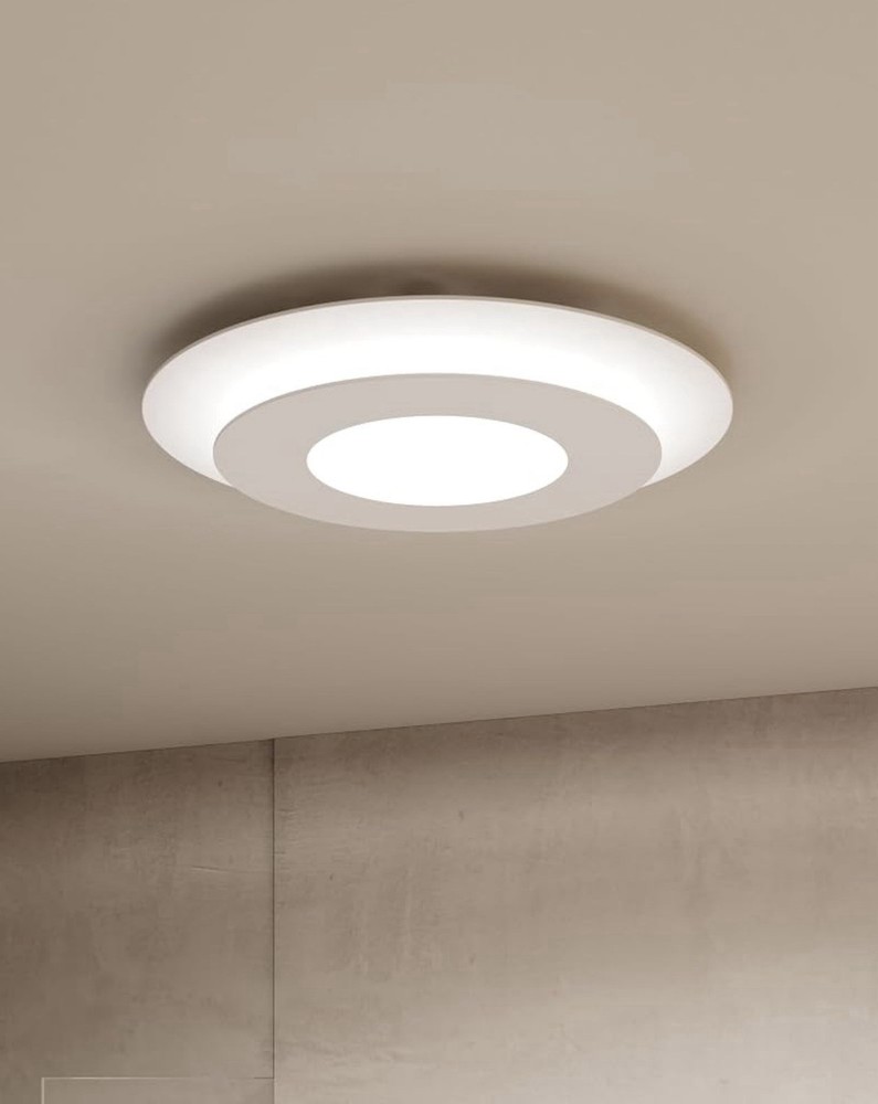 Sonneman Offset 16” Round LED Surface Mount Dimmable Light Textured White 3000K