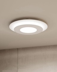 Sonneman Offset 16” Round LED Surface Mount Dimmable Light Textured White 3000K
