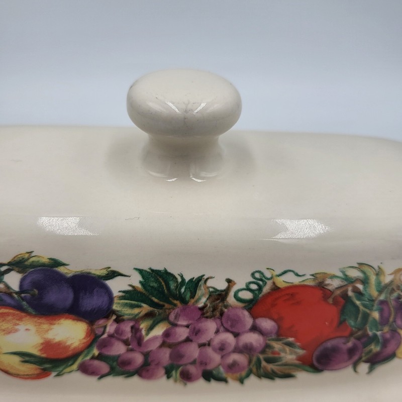 Vintage Cornucopia Ceramic Two-Piece Butter Dish w/ Fruit Design gallery