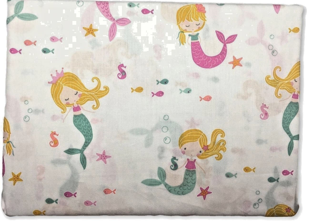 Authentic Kids FULL SIZE Mermaid Sheet Set 100% Cotton Pink Teal White Ocean NEW gallery