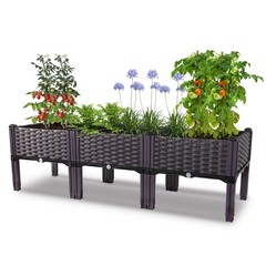 3-Pack Raised Garden Bed Kit: Rectangle Planter Box for Flowers & Vegetables