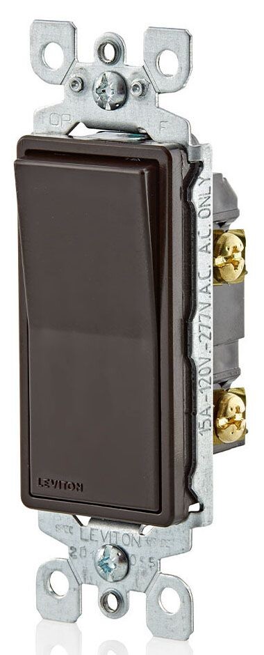 Leviton 5601-2, AC Decorator Rocker Switch, 15A 120/277V Dec Sp Sw Brown, 1 PC gallery