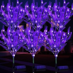 6-Pack Waterproof Lavender Solar LED Flower Lights for Outdoor Garden Yard Patio