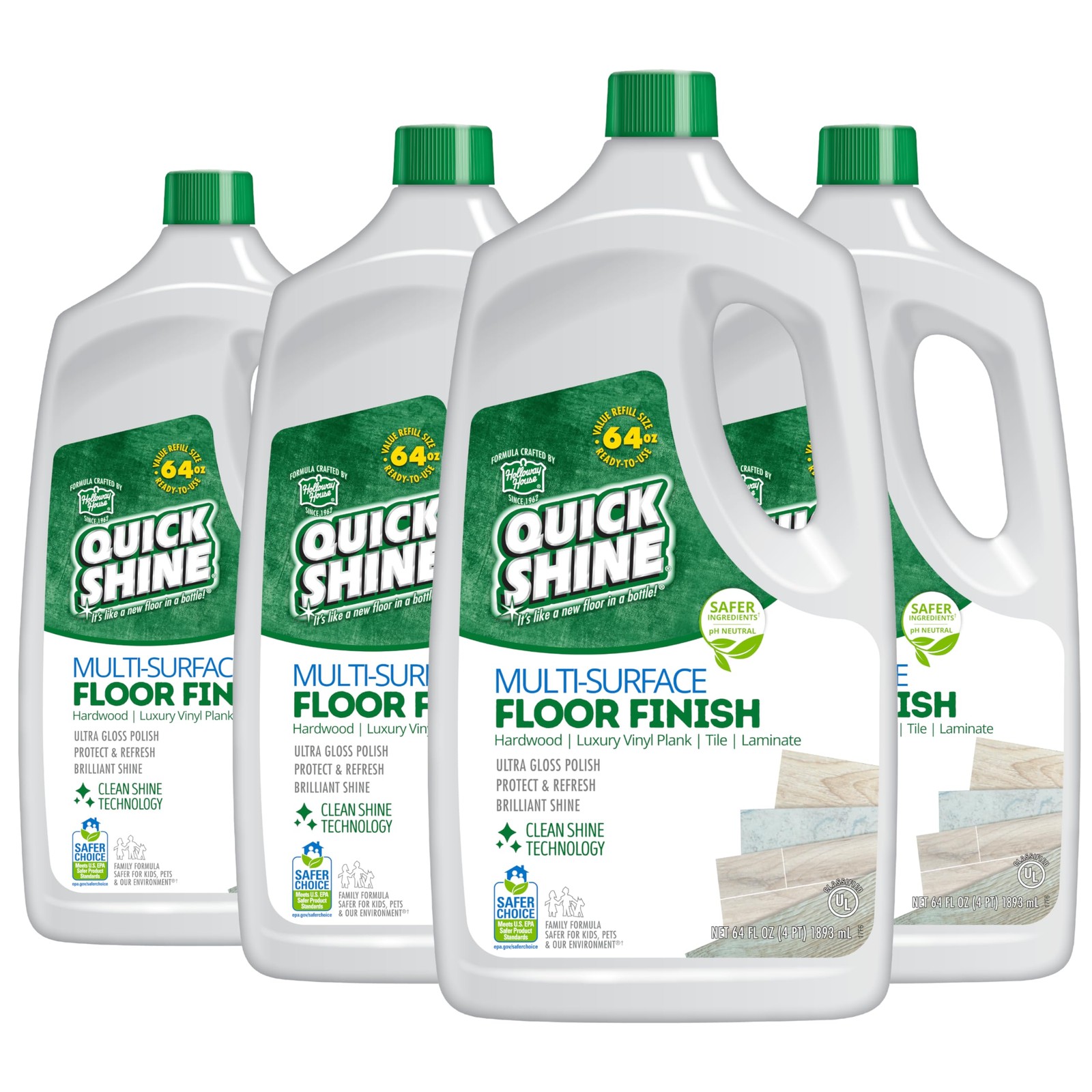 Quick Shine Multi-Surface Floor Finish-Polish 64oz-4pk | Safer Choice, No PF... gallery