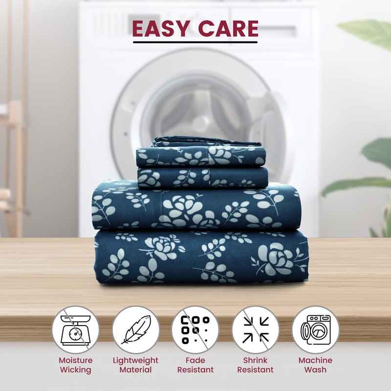 Floral Bed Sheets 4 Piece Microfiber Comfort 1800 Series Deep Pocket Sheet Set gallery