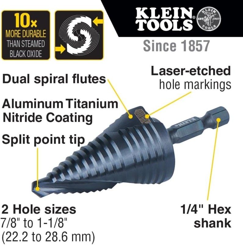 QRST11 Step Drill Bit Titanium Coated Quick Release Spiral Flute for Steel Wood gallery