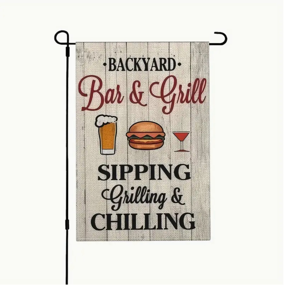 Garden Flag for Outdoors Double-Sided Backyard Bar & Grill, 12"x18" High Quality gallery