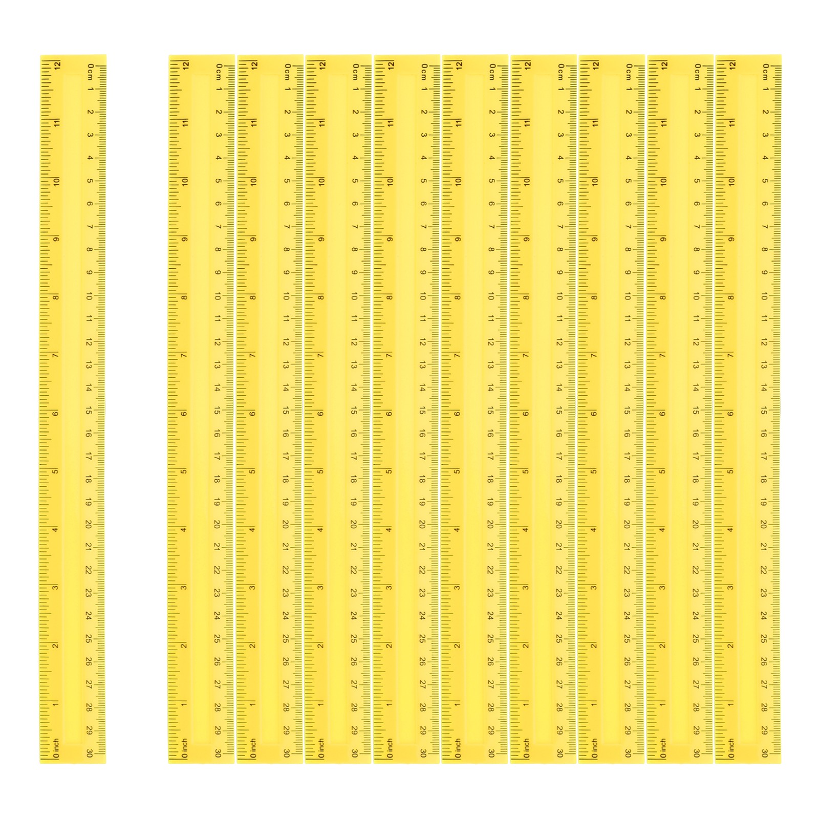12pcs Plastic Rulers 12" (30cm) Clear Straight Ruler, Yellow gallery