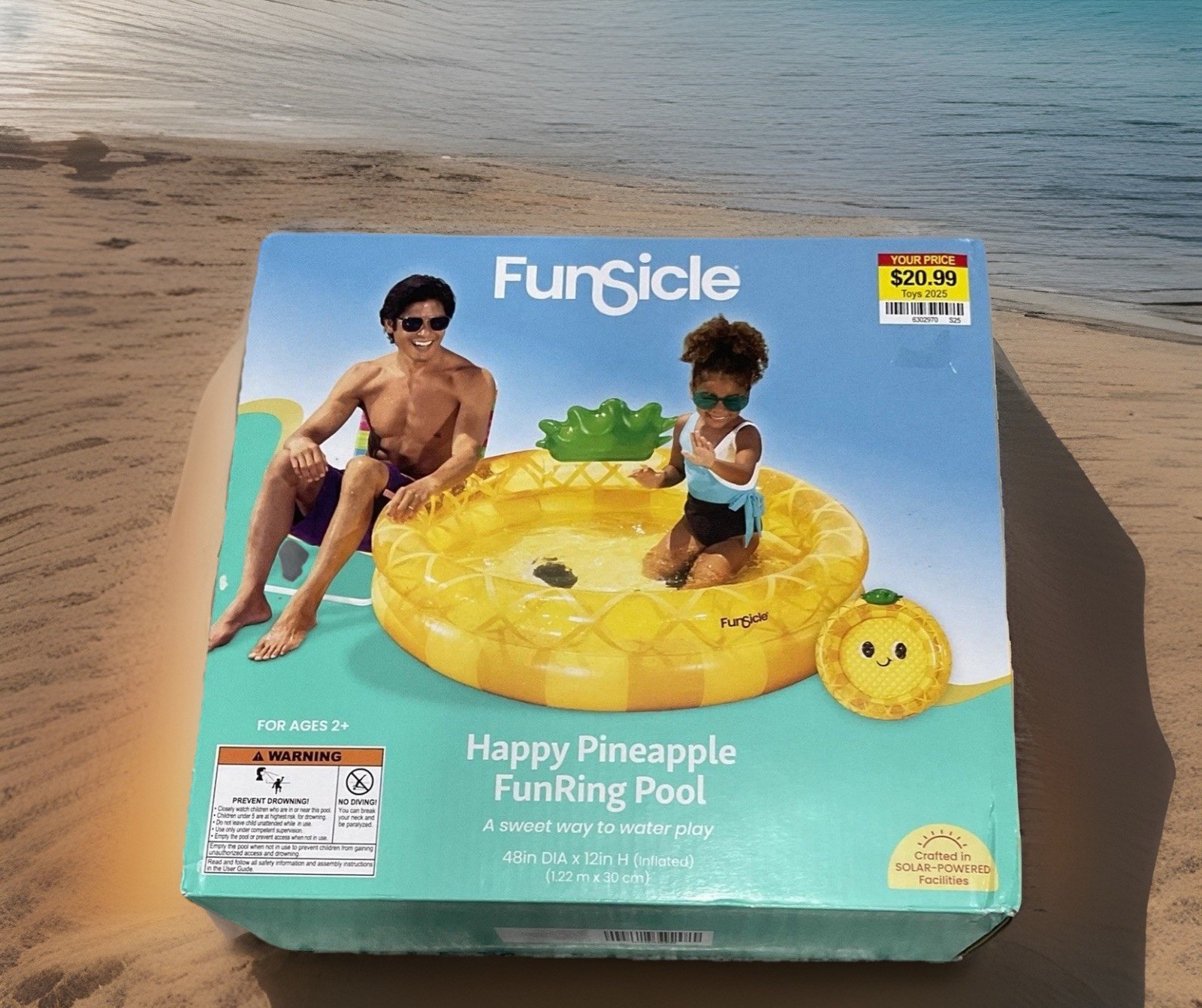 Funsicle Happy Pineapple FunRing Pool Inflatable 48” Diameter For Ages 2+ gallery