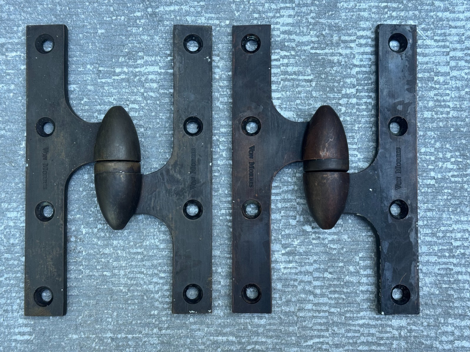 VON MORRIS 6038 R DOOR KNUCKLE HINGE SOLID BRASS BRONZE VINTAGE ANTIQUE PATINA 4 gallery