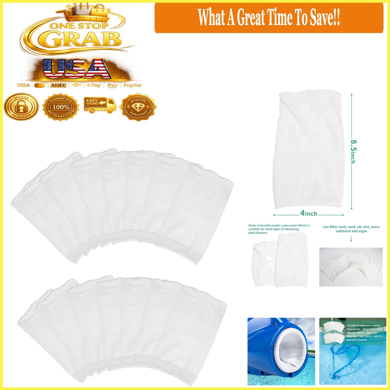15 Pack Pool Vacuum Micro Filter Bags for Water Tech Catfish Max & More gallery