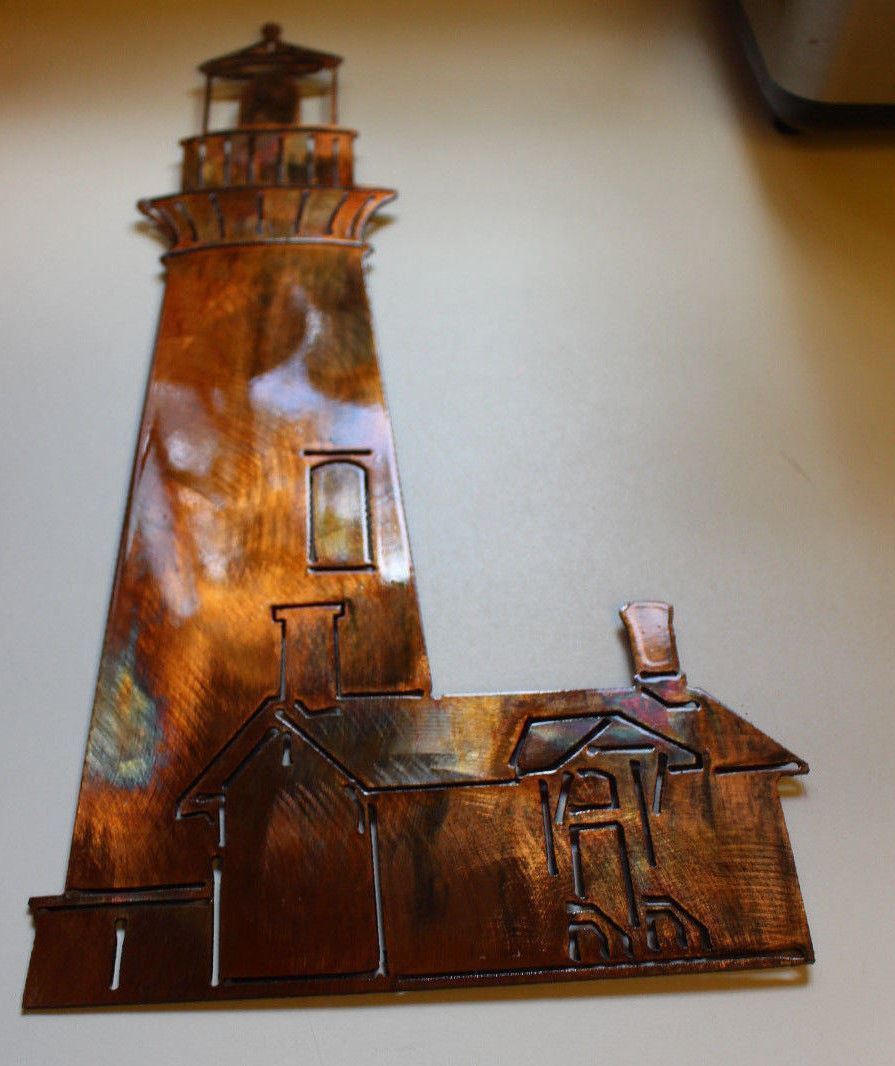 Nautical Lighthouse Wall Art Metal - Copper - 17" x 8 1/2" gallery