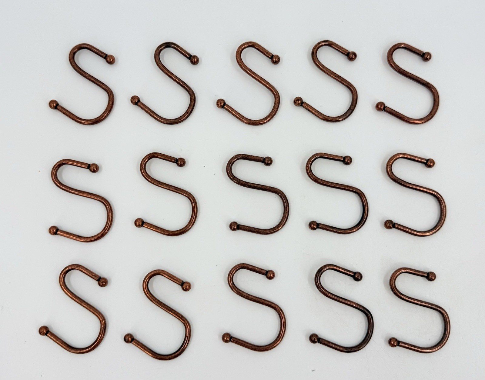 S Shape Copper Look Shower Curtain Hooks Rust-Resistant Metal Lot of 15 NWOP gallery