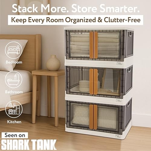 DBEST QUIK BOX - 19 GALLON STACKABLE STORAGE BINS WITH DOORS, 10-008 - BLANC gallery
