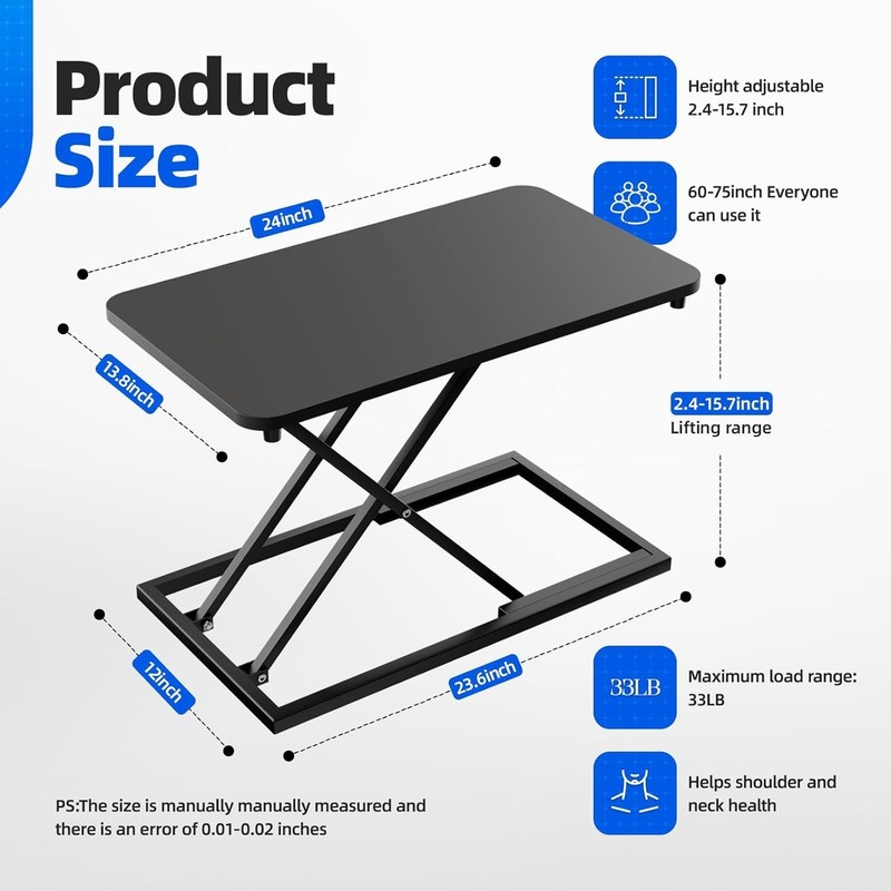 NEW Height Adjustable Standing Desk Converter Sit-to-Stand Workstation Black gallery