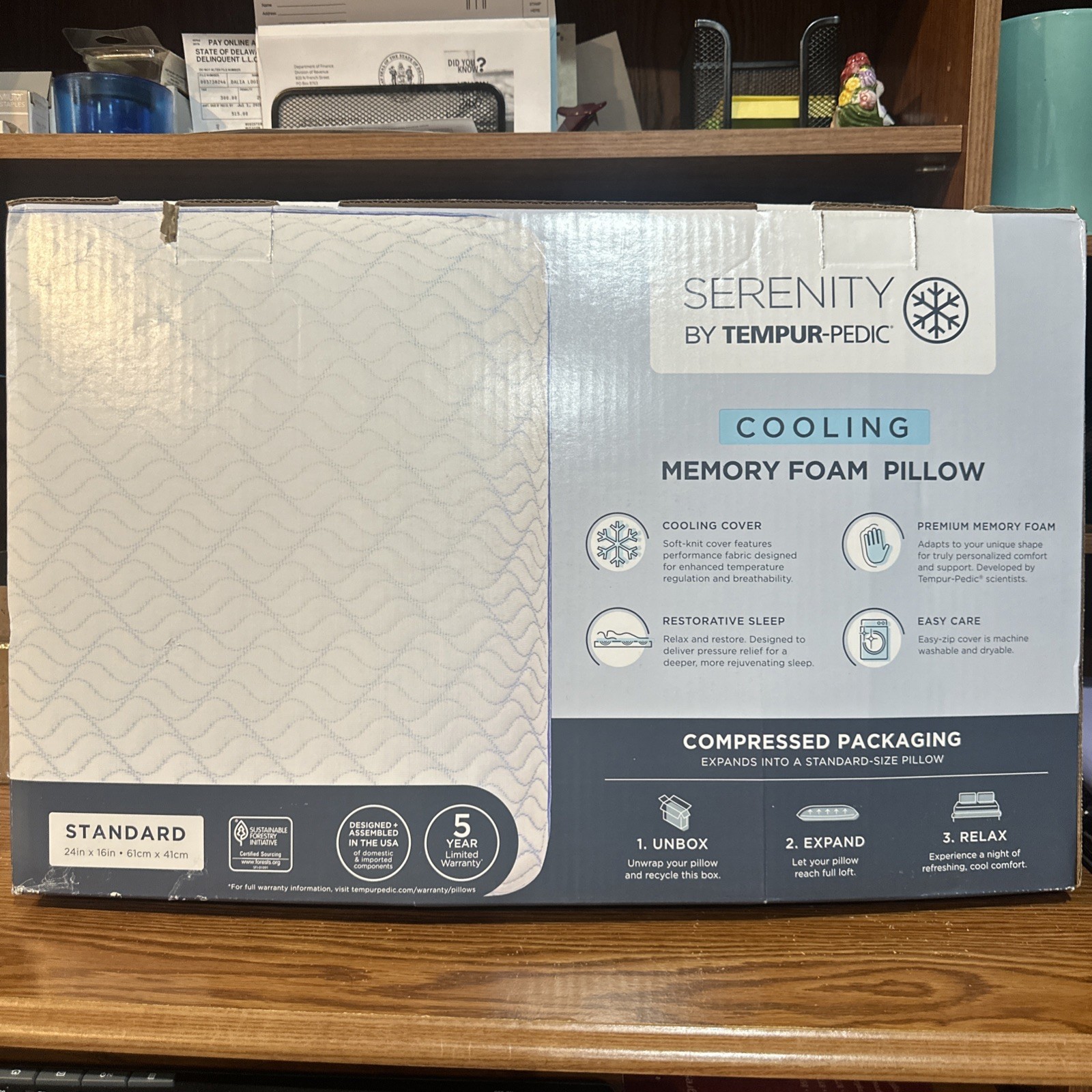 SERENITY TEMPUR-PEDIC Cooling Memory Foam Pillow Standard Adaptive Support gallery