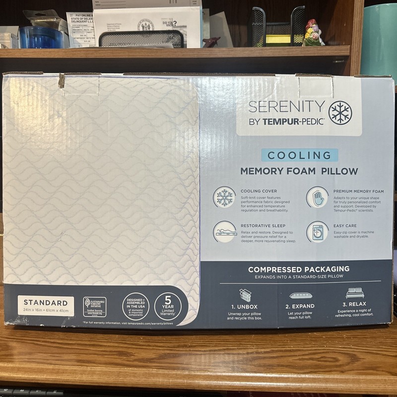 SERENITY TEMPUR-PEDIC Cooling Memory Foam Pillow Standard Adaptive Support gallery