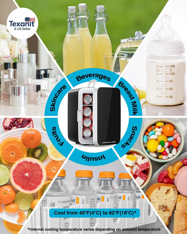 Compact Mini Fridge, 10L Portable Small Refrigerator, 2.6 Gal Mini Fridge with A gallery