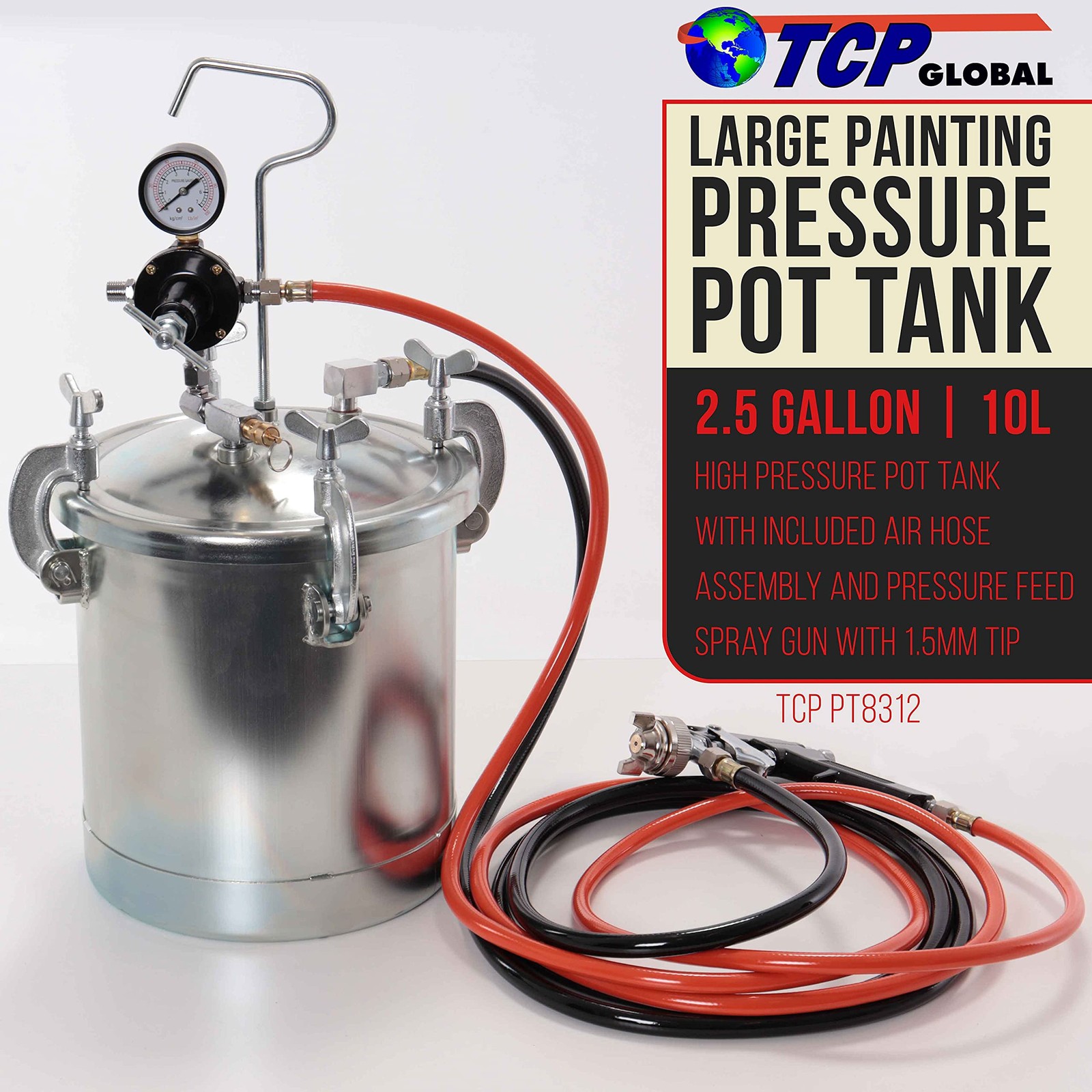 TCP Global 2-1/2 Gallon-(10 Liter) Pressure Pot Paint Tank: Heavy Duty Solid gallery