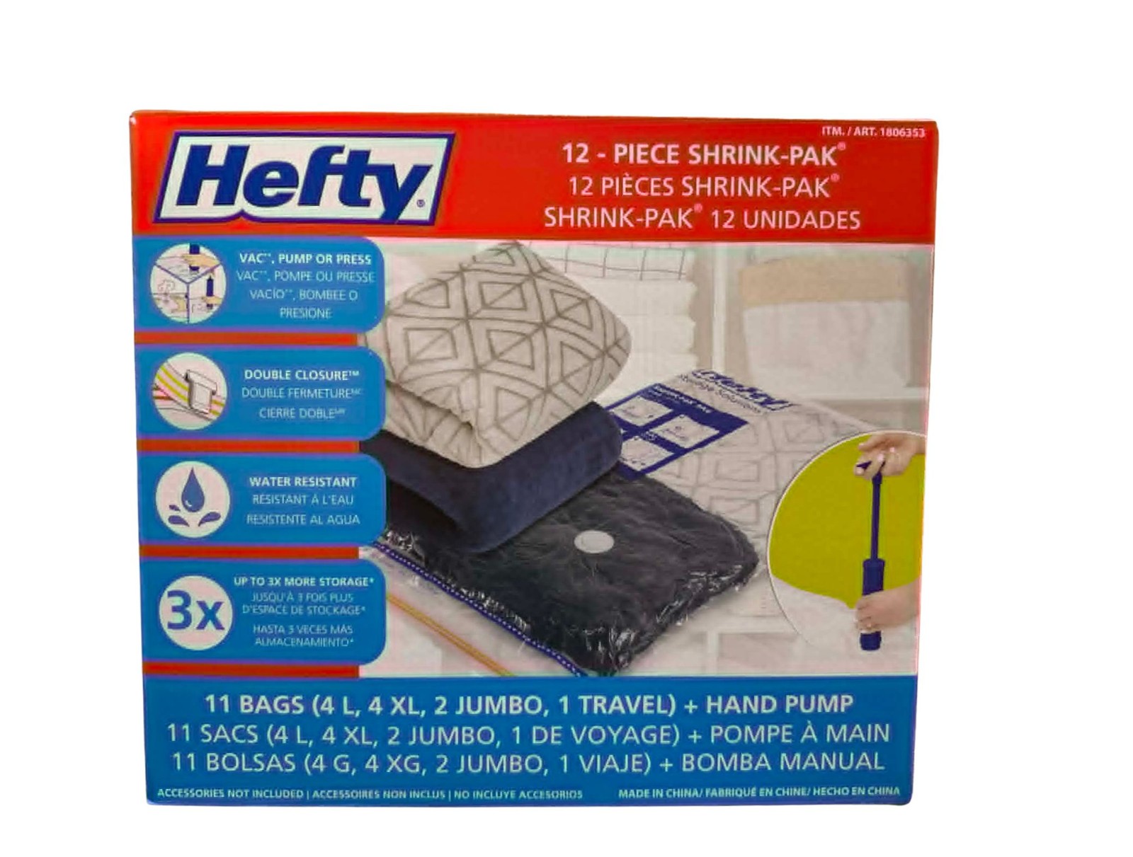 Hefty Shrink Pak 12PC Vacuum Storage Bags Variety Pack Assorted Ways to Compress gallery