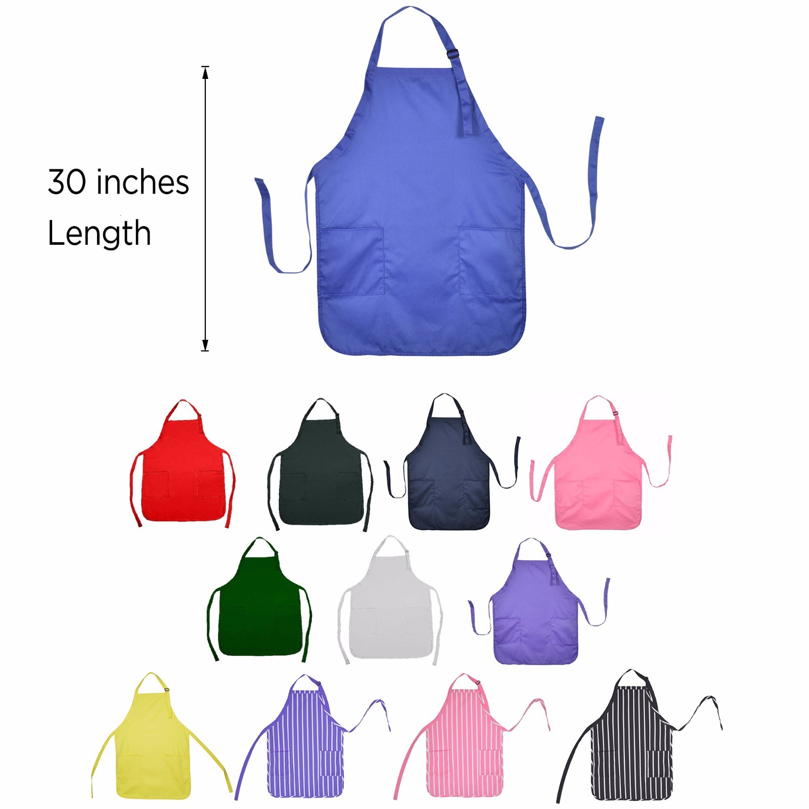 Apron Commercial Restaurant Home Bib Spun Poly Cotton Kitchen Aprons (2 Pockets) gallery
