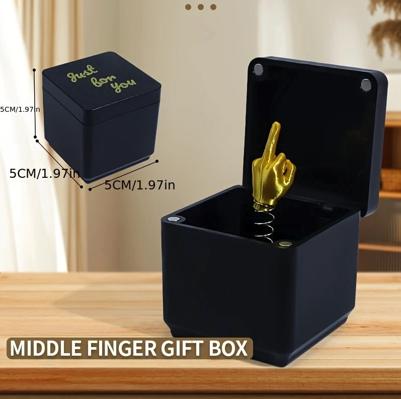 1pc Funny Middle Finger Prank Gift Box Desk Decoration Gag Toy Fun - NEW gallery