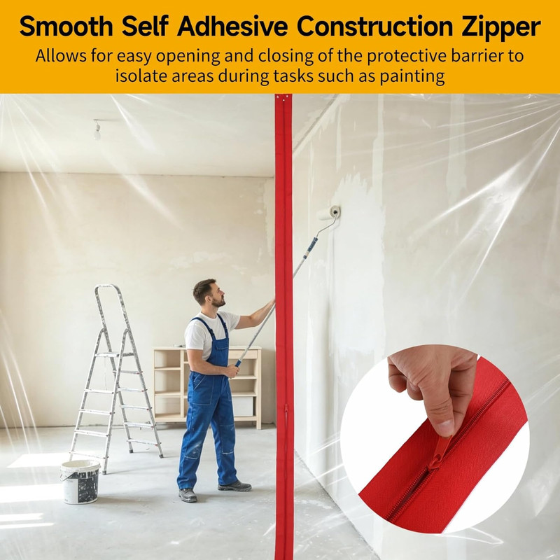 12 Pcs Self Adhesive Construction Zipper Door, No-Sew Sticky Closure, 6.99 Ft X gallery