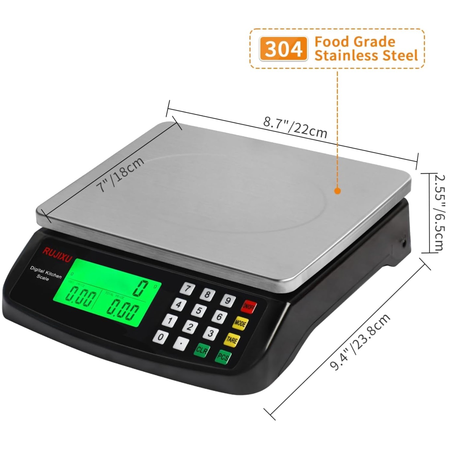 Large Digital Kitchen Scale 30kg/66lb LCD Display Black gallery