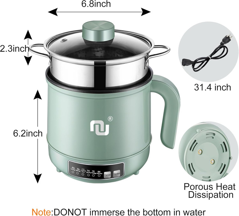 Smart Mini Hot Pot with Timer and Automatic Shut off 1.2L Non-Stick Rapid Noodle gallery
