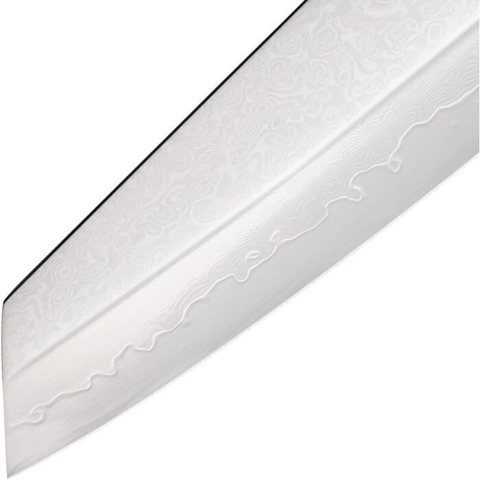 BenchMark Kitchen Chef's Knife 8" Damascus Steel Blade Black/Red G10 Handle gallery