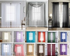Jenna Collection Sheer Voile Solid Window Curtain Panel – Set of 2 – ALL COLORS
